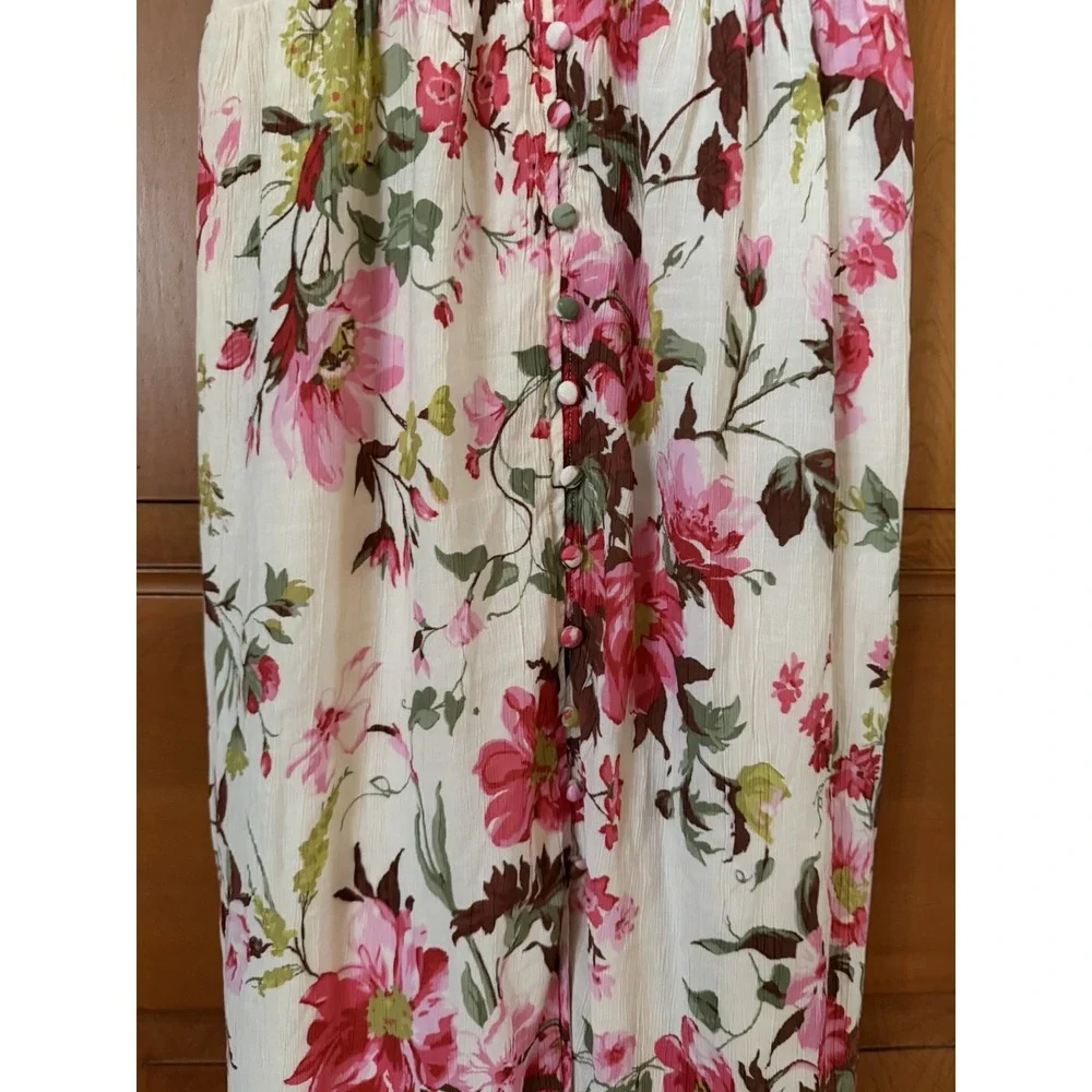Women's Abercrombie & Fitch Floral Pink Maxi Dress Size Small V-Neck